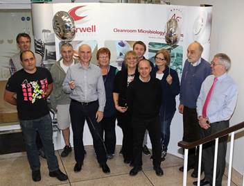 Andy and Lawrence Whittard celebrating 45 year anniversary with some of the Cherwell team