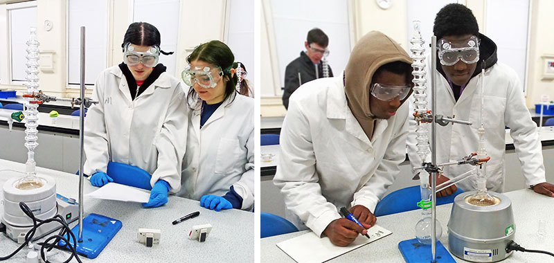 Students in Level 3 BTEC in applied science lessons at Thomas Rotherham College