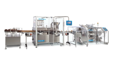 The Romaco Macofar LF 200 FD is a high speed machine for filling pharmaceutical liquids into bottles