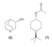 Figure 6: 3S-quinuclidinol (left ) fragrance agent woody acetate (right)