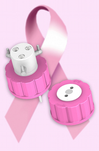 Pink Omnifit Labware bottle caps have been developed to support the charity Against Breast Cancer