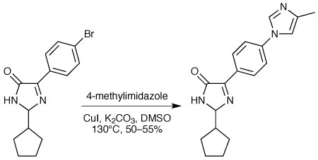 Scheme 4: Cross coupling of an aryl bromide