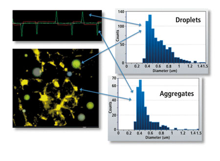 Figure 4: Demonstrating the ability to distinguish between protein aggregates and contaminating silicone oil droplets
