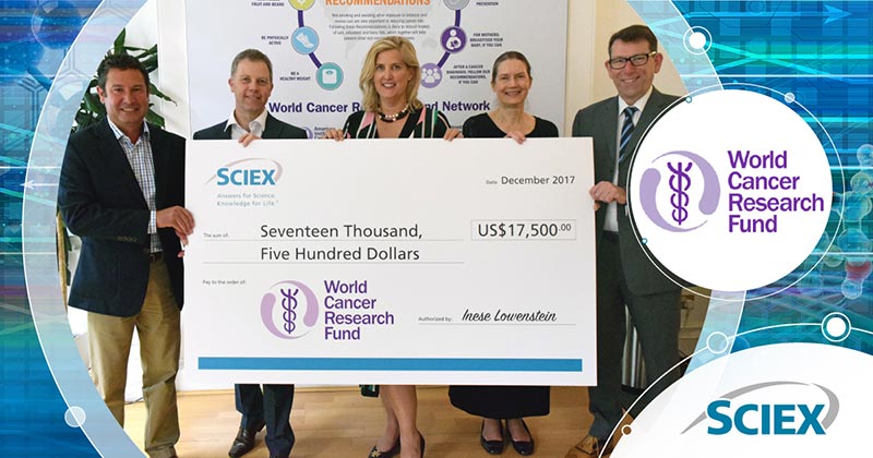 Many SCIEX customers worldwide work in cancer-related research, and the charitable partnership with WCRF reflects the focus of SCIEX and its customers
