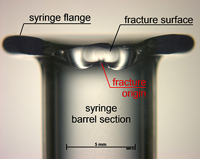 Figure 1: Post-processing fracture origins were detected in the flange region