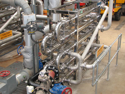 Corrugated tube heat exchangers have been used to replace spiral units at this water treatment works.