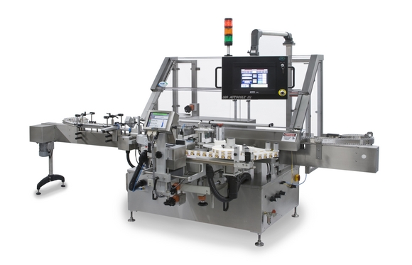 Auto-Colt III Trunnion applies labels to round containers