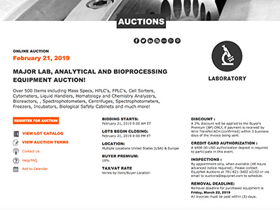 EquipNet lab, analytical and bioprocessing equipment online auction