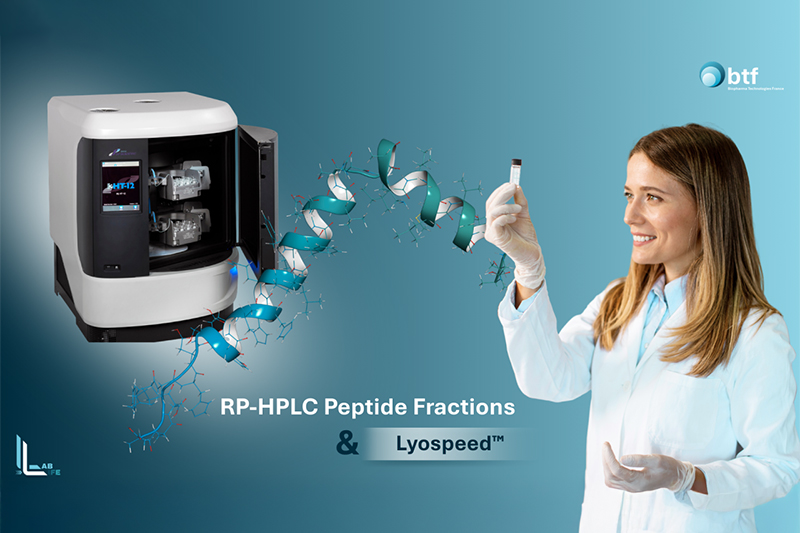 Evaporation and lyophilization for converting RP-HPLC peptide fractions into stable powders