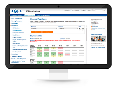GF Piping Systems presents its updated online tool ChemRes PLUS