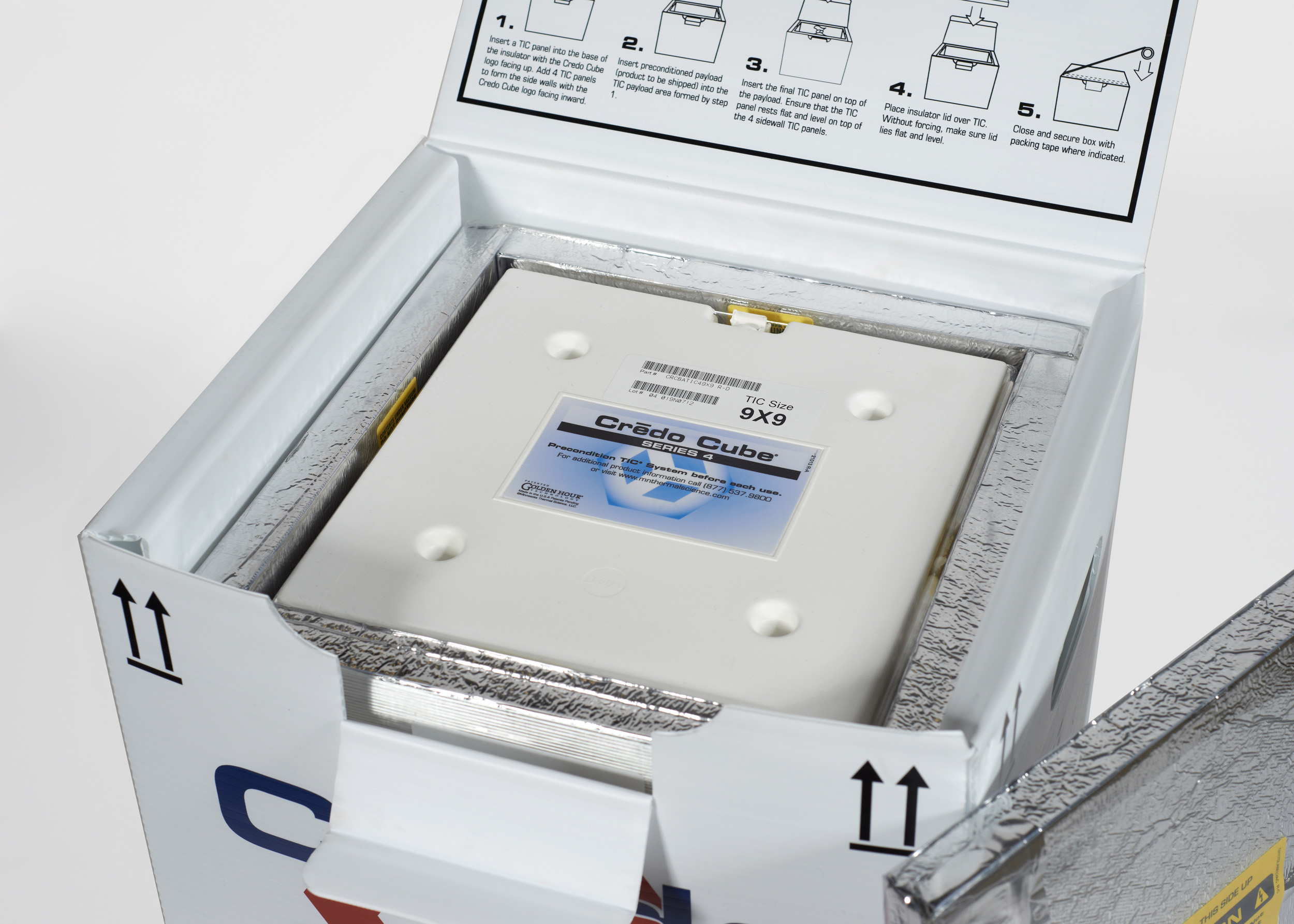 The Crēdo Cube is a passive and reusable shipper qualified to hold chilled medical materials at a safe temperature for up to 5 days