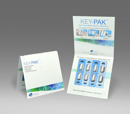 Keystone Folding Box Company brings F=1 child resistance to cold-form blisters with its Key-Pak Wallet Card