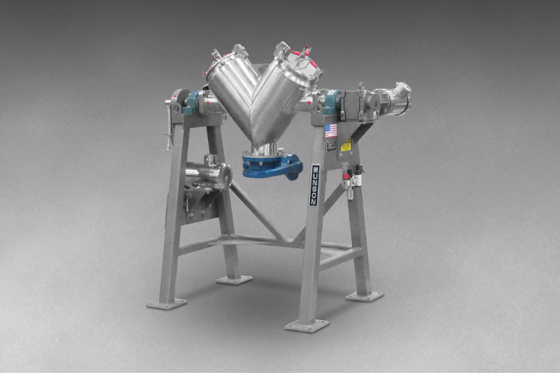 Lab Vee Cone blender has intensifier bar, air brake