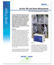 On-line TOC and ozone measurement for pharmaceutical waters