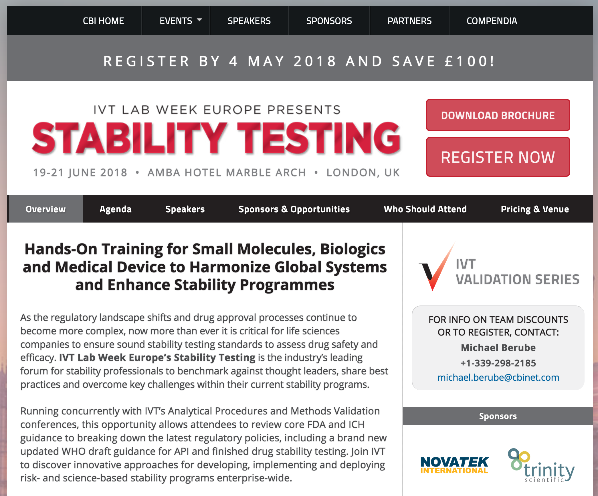 Trinity Scientific named headline sponsor of IVT Laboratory Week 2018