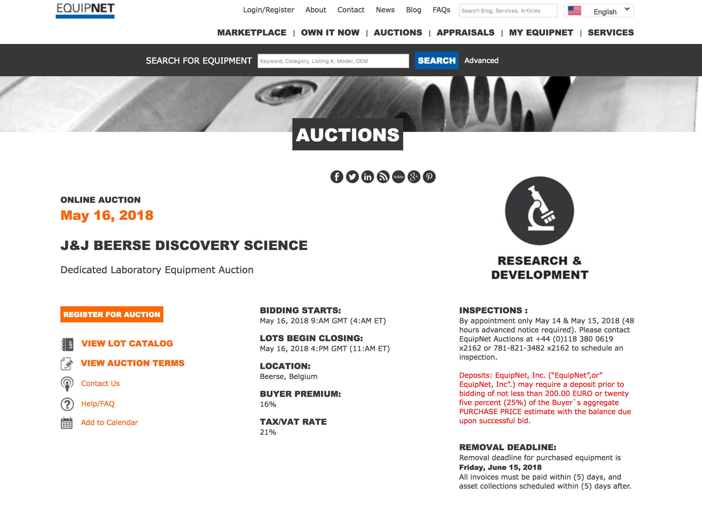 Two online auctions commencing 16 May 2018