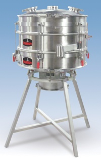 Ultrasonic sanitary screener resists blinding and contamination