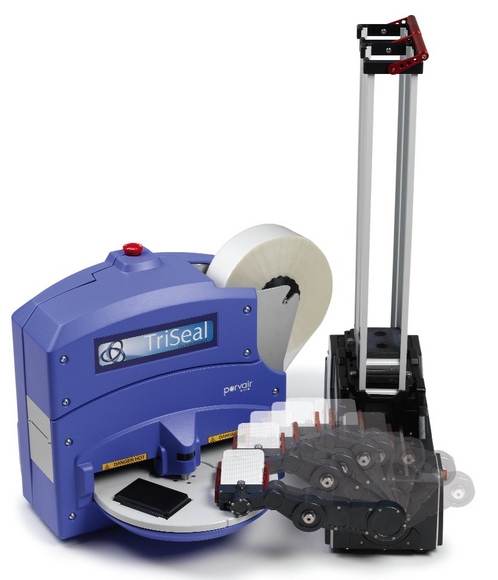Video demonstrates automatic microplate sealing and stacking system